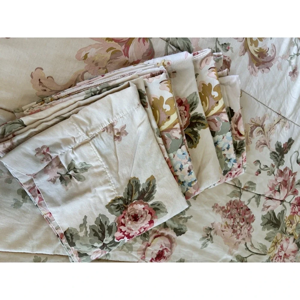 Vtg.  Ralph Lauren Sussex Gardens Full/Queen Comforter 2 Sheets 7 Pillowcase Lot